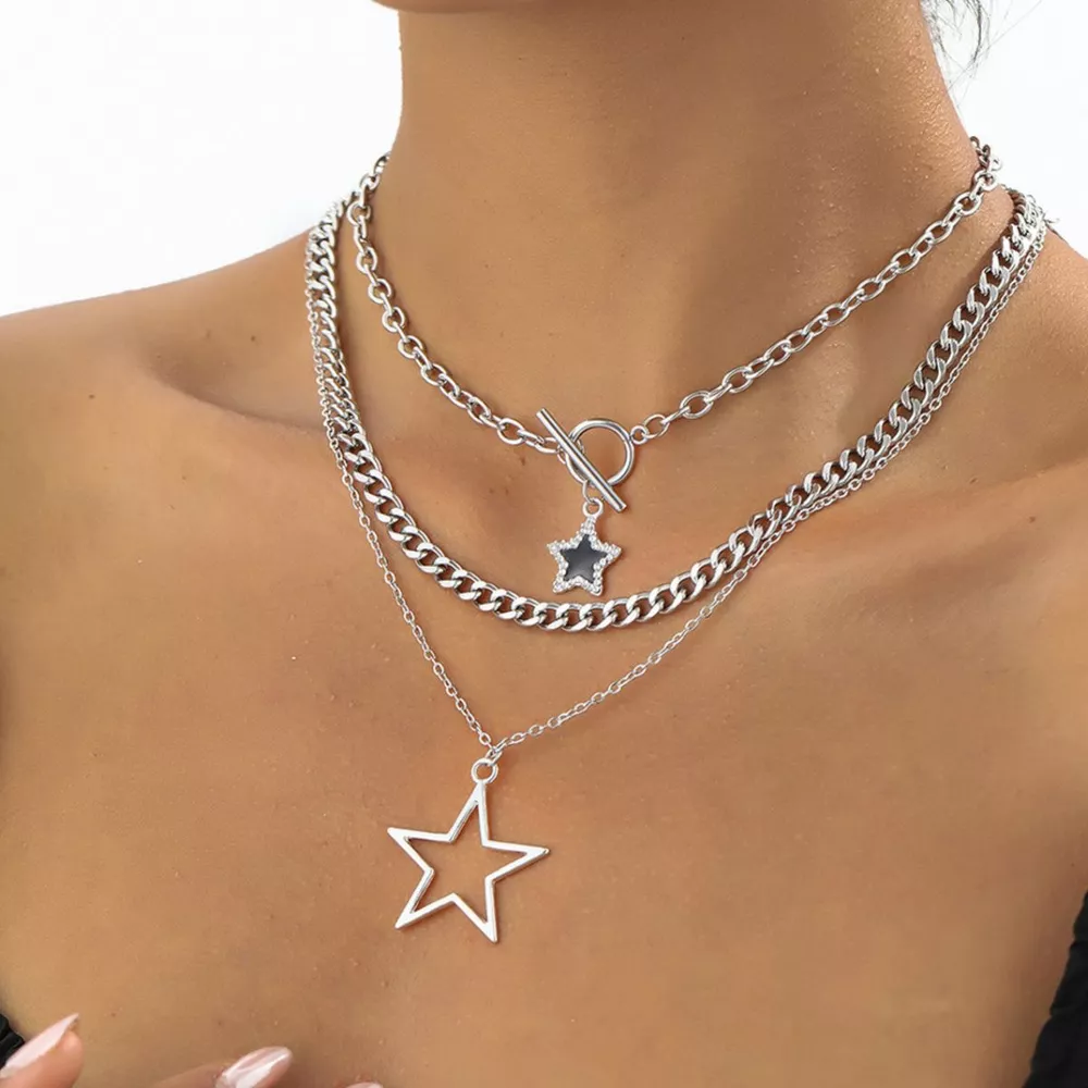 3-Piece Layered Star Pendant Necklace, image 4