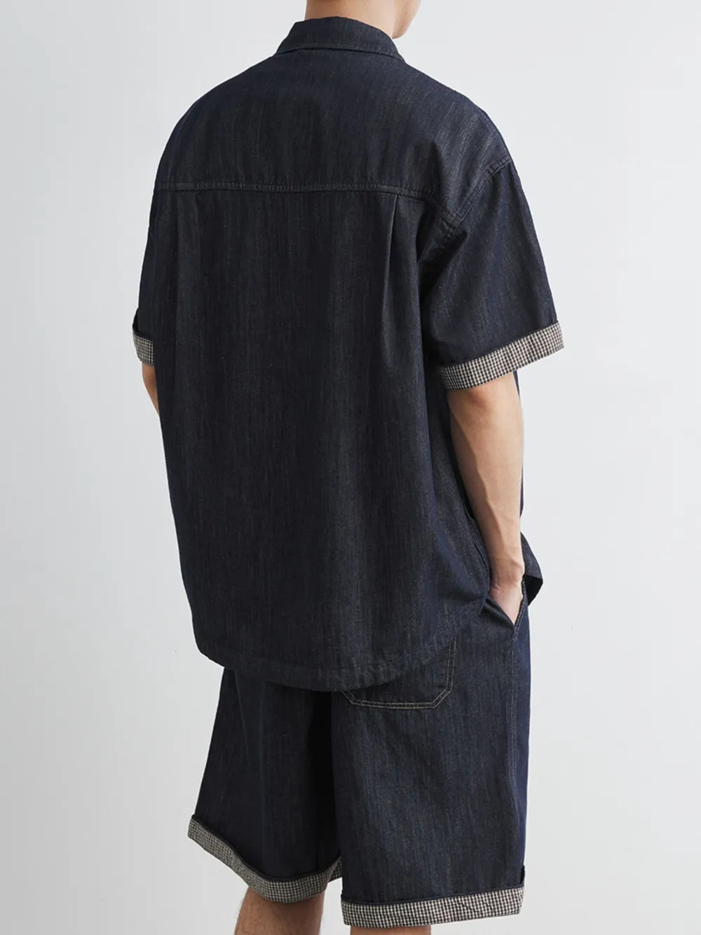 Men's Wash Short Sleeve Top and Shorts Denim Set, image 4