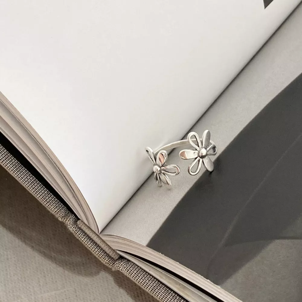 925 Sterling Silver Flower Open Ring, image 3