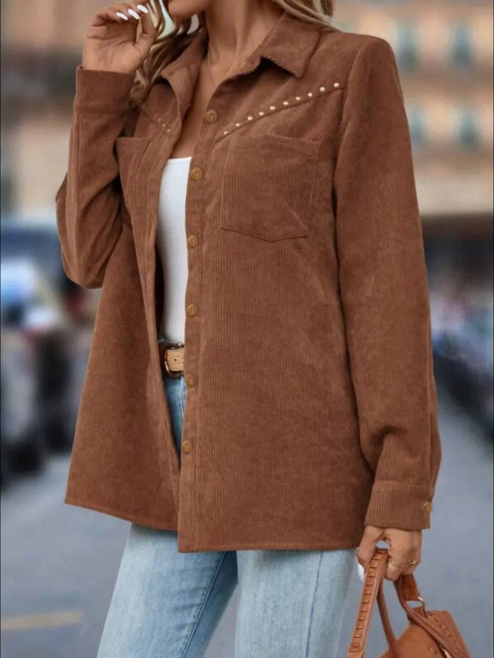 Button Down Long Sleeve Shacket, image 4