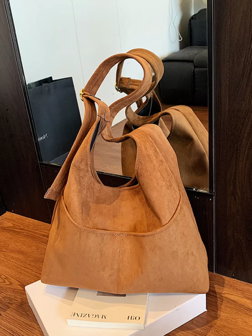 Minimalist Suede Shoulder Bag, image 18