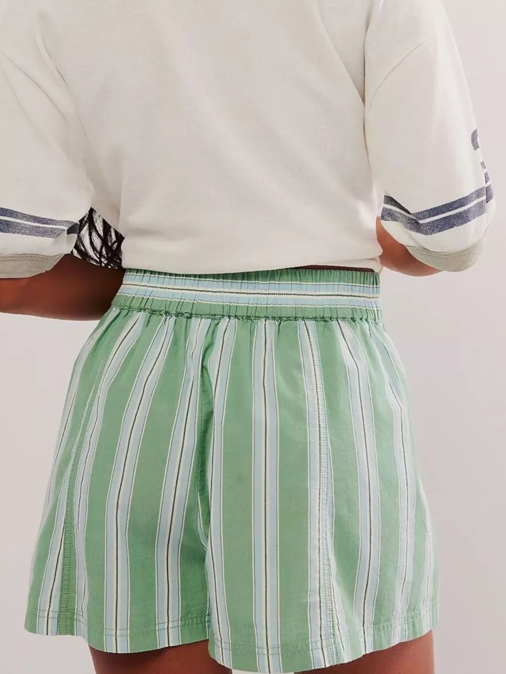 Striped Elastic Waist Casual Shorts, image 6