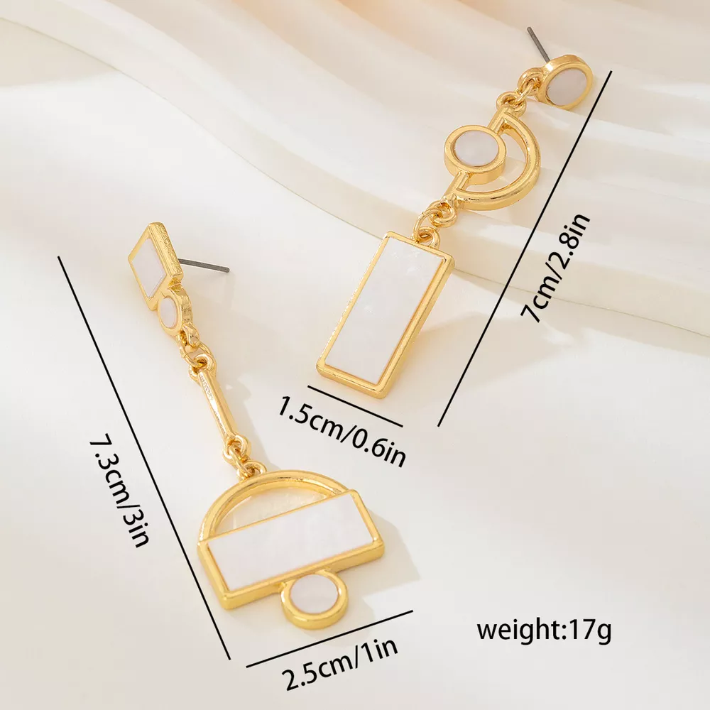 Geometric Gold Chain Drop Earrings, image 4