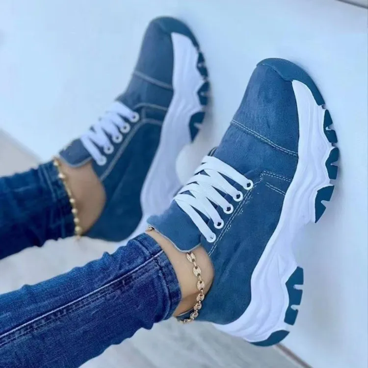 Lace-Up Round Neck Platform Sneakers, image 2