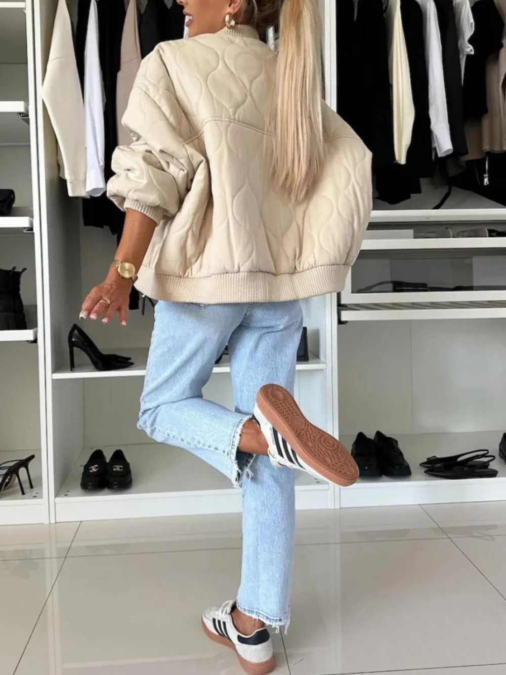 Baseball Collar Snap Down Long Sleeve Jacket, image 6
