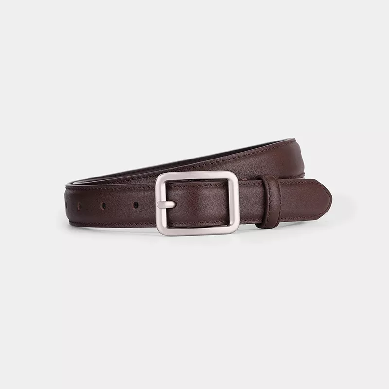 Classic Leather Belt with Silver Buckle, image 3