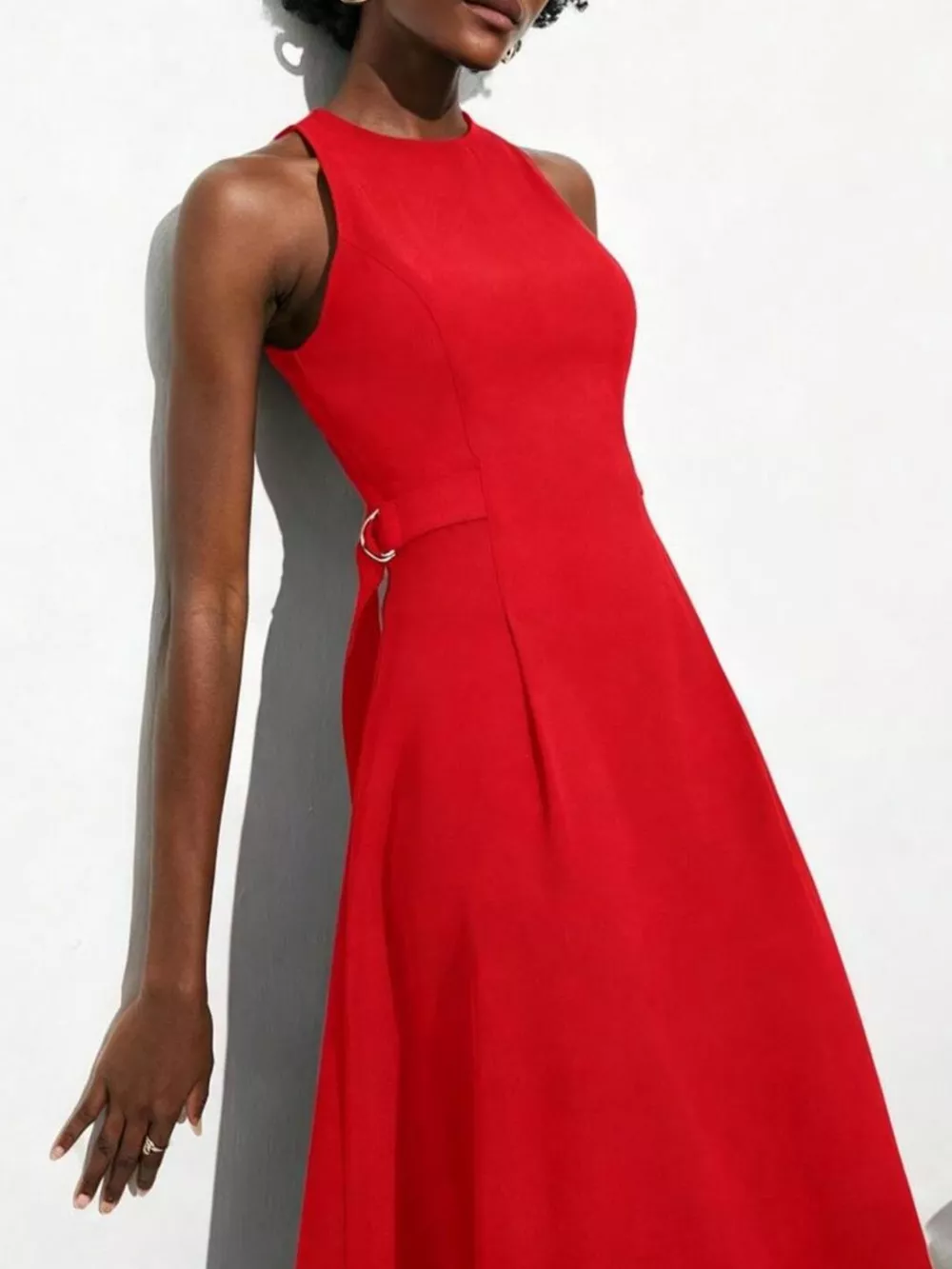Sleeveless Solid Color Midi Dress, image 4