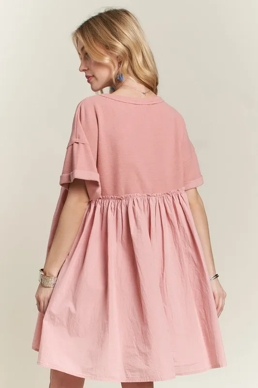 Round Neck Half Sleeve Babydoll Dress, image 4