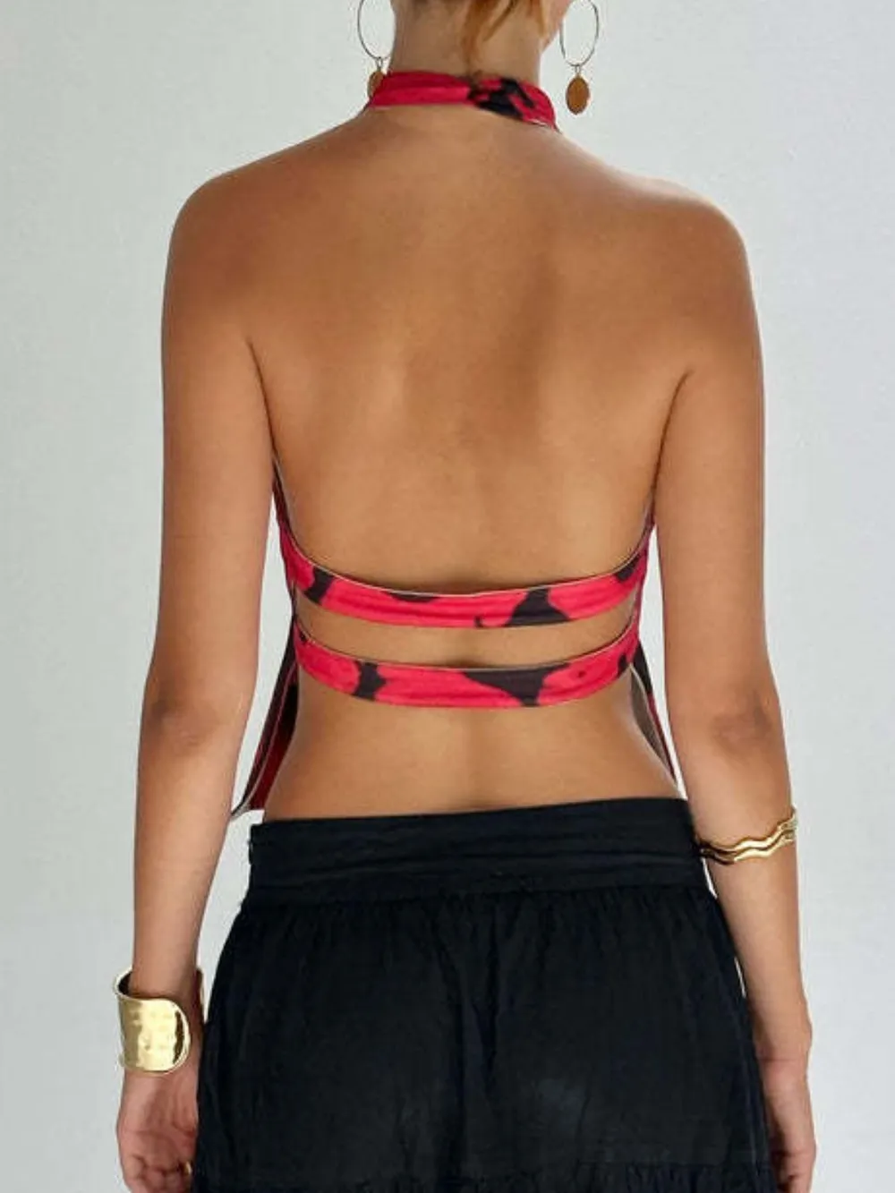 Backless Printed Halter Neck Tank, image 7