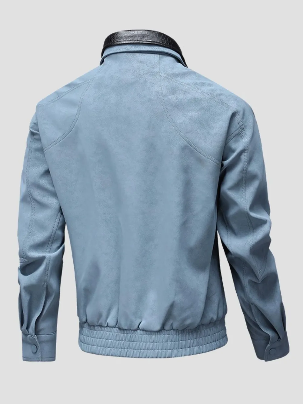 Men's Plus Size Leather Bomber Jacket with Full Zip Front, image 9