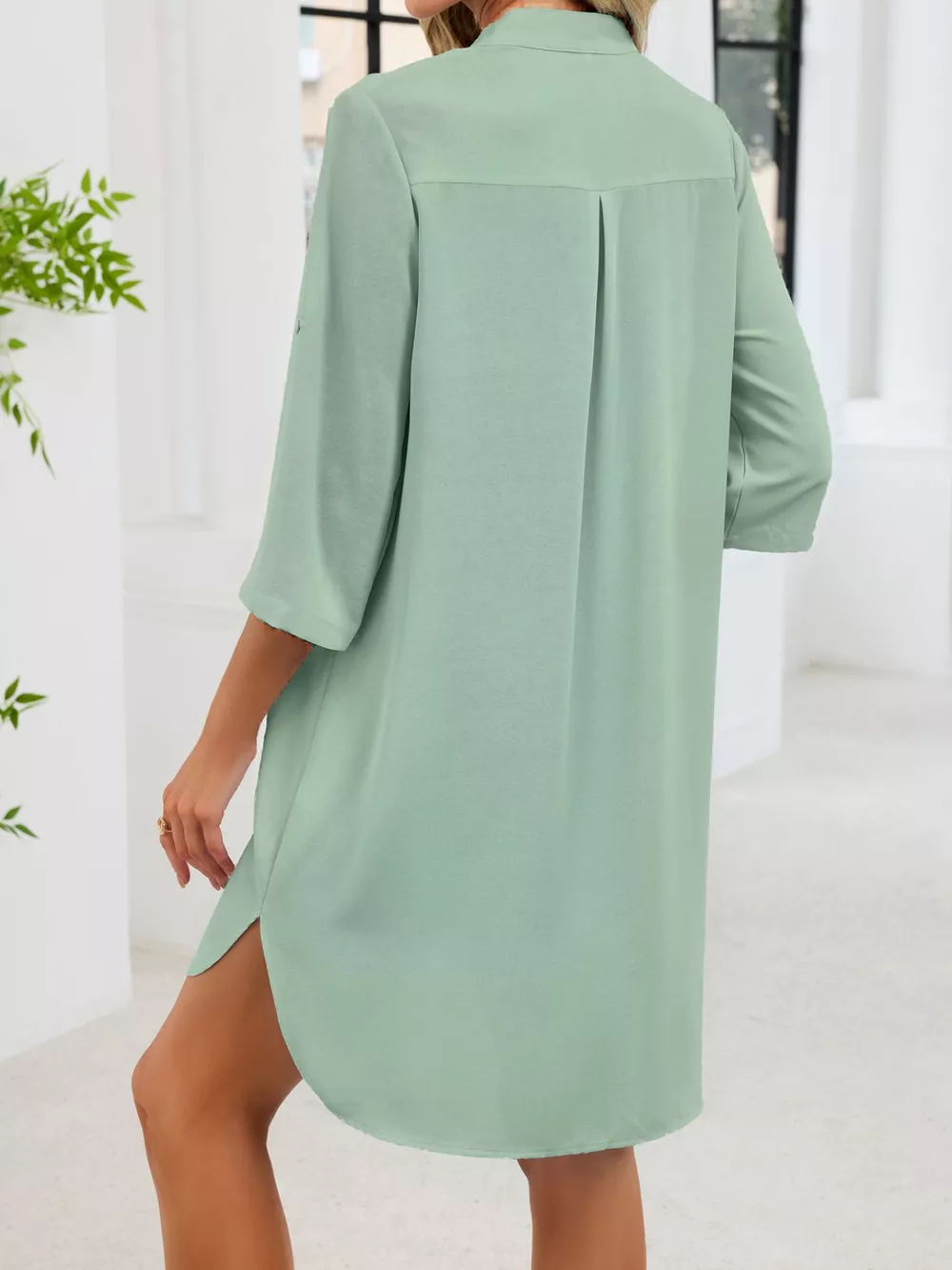 Casual Button-Down Shirt Dress, image 8