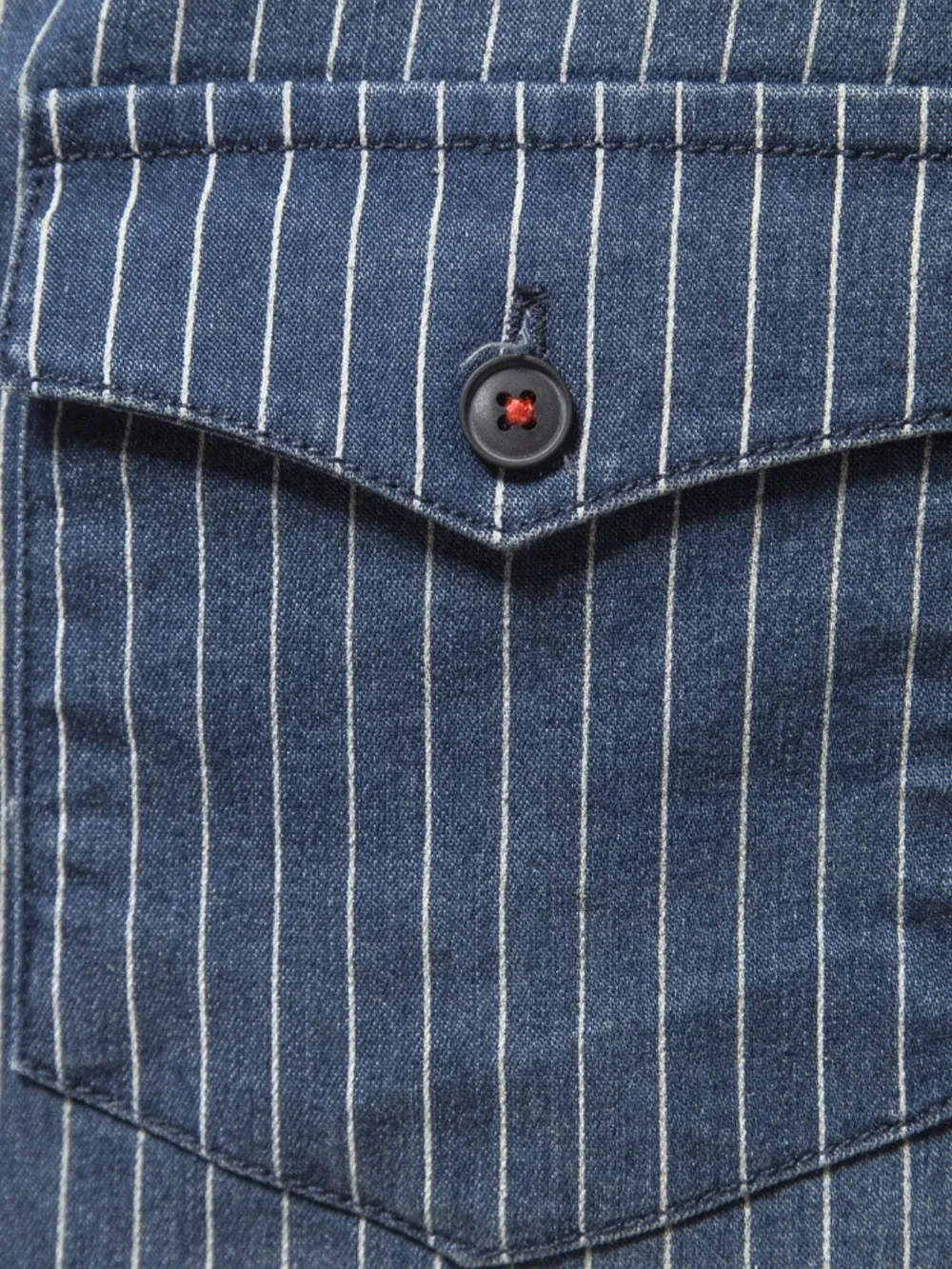 Men's Striped Collared Neck Button Down Denim Shirt, image 6