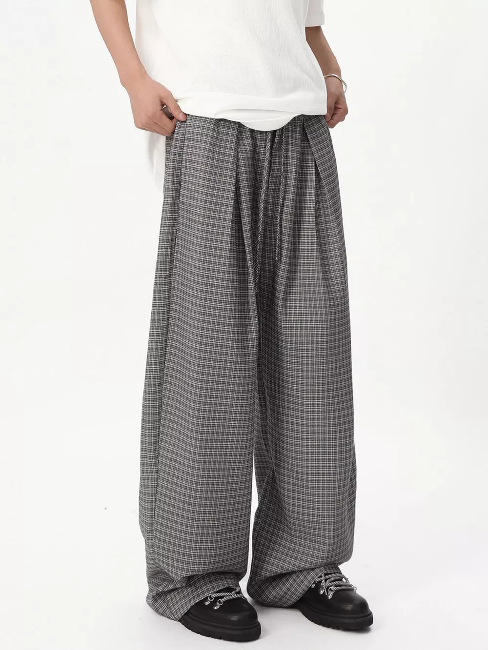 Men's Plaid Wide-Leg Pants, image 9