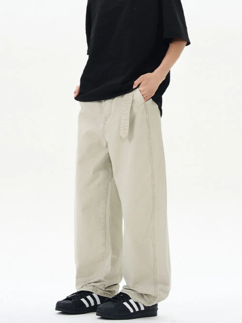 Men's Full Size Washed Wide Leg Cargo Pants Plus Size, image 5