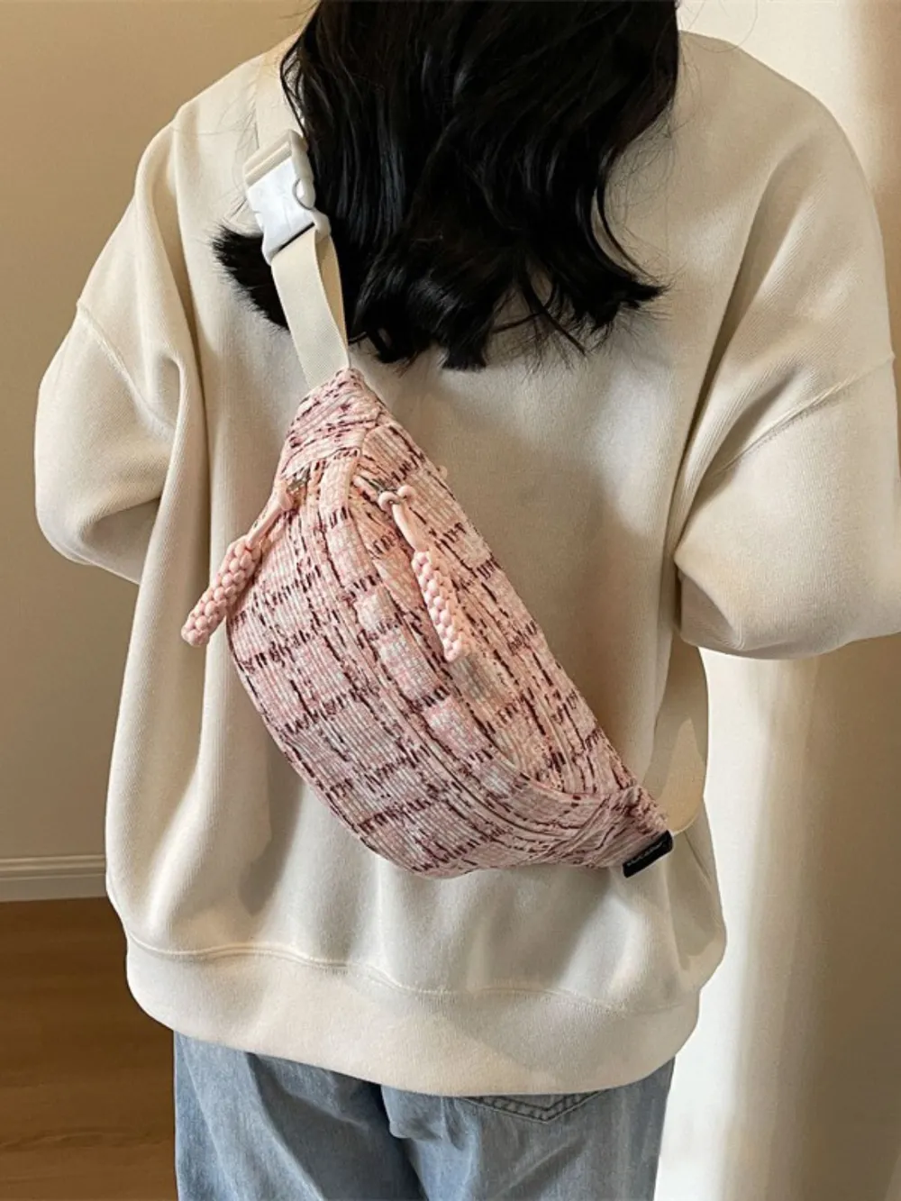 Contrast Plaid Polyester Crossbody Bag, image 2