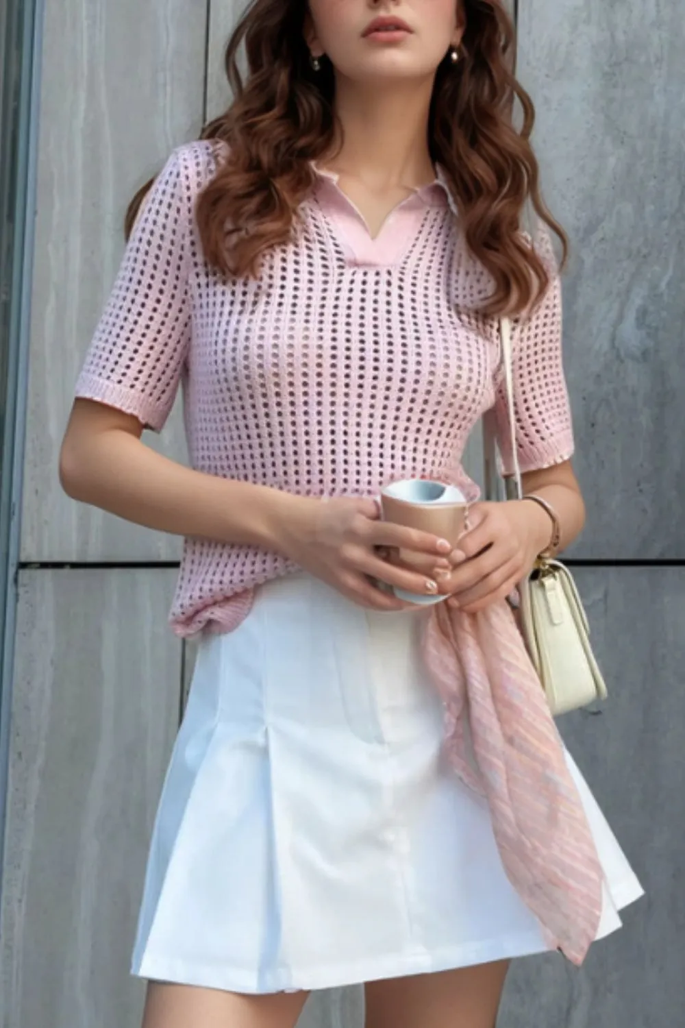 Hollow Out Short Sleeve Knit Cover Up Top, image 2