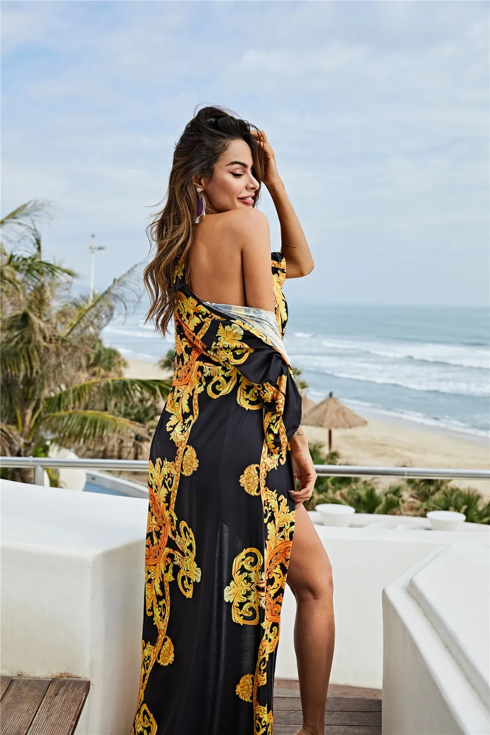 Printed Plunge One-Piece and Cover Up Swim Set, image 4