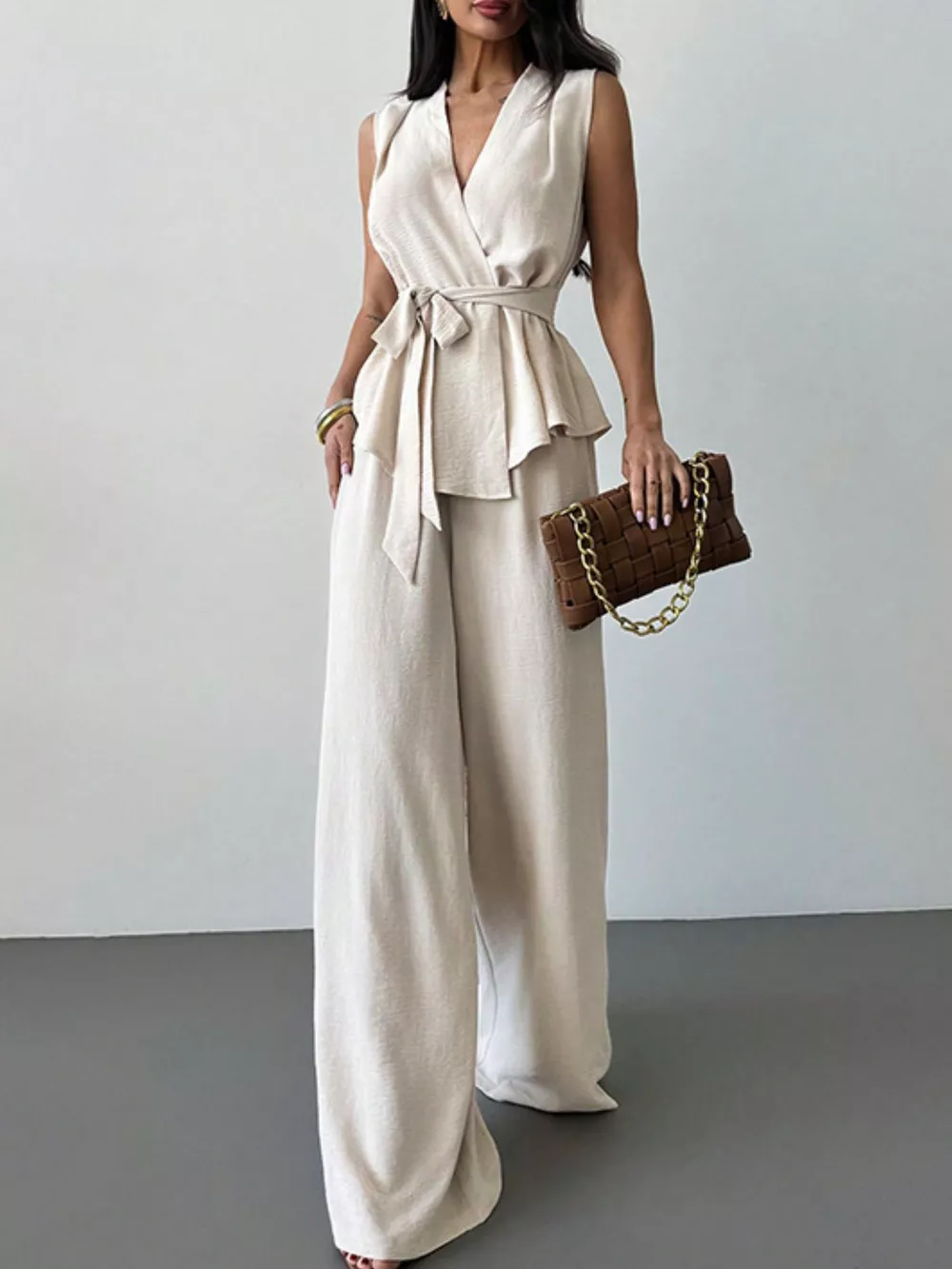 Sleeveless Top and Wide-Leg Pants Set, image 3