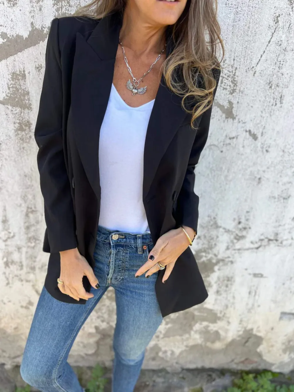 Full Size Collared Neck Long Sleeve Blazer, image 6