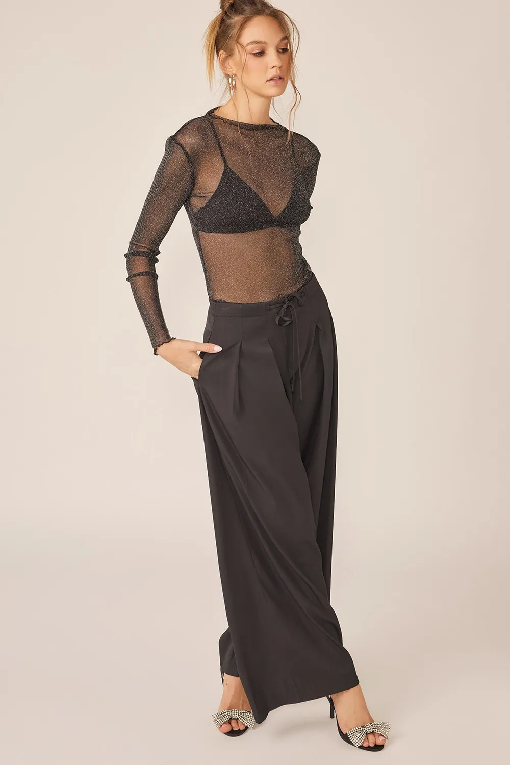 Sparkling Glitter Long Sleeve Sheer Top, image 5