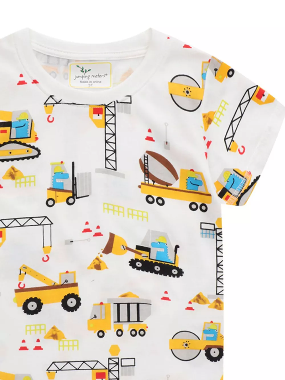 Children's Construction Vehicle Print Crew Neck Short Sleeve T-Shirt, image 4