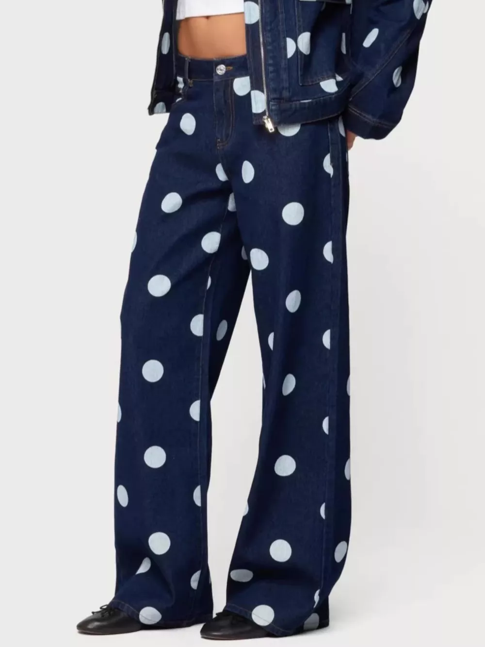 Polka Dot Wide Leg Jeans, image 2