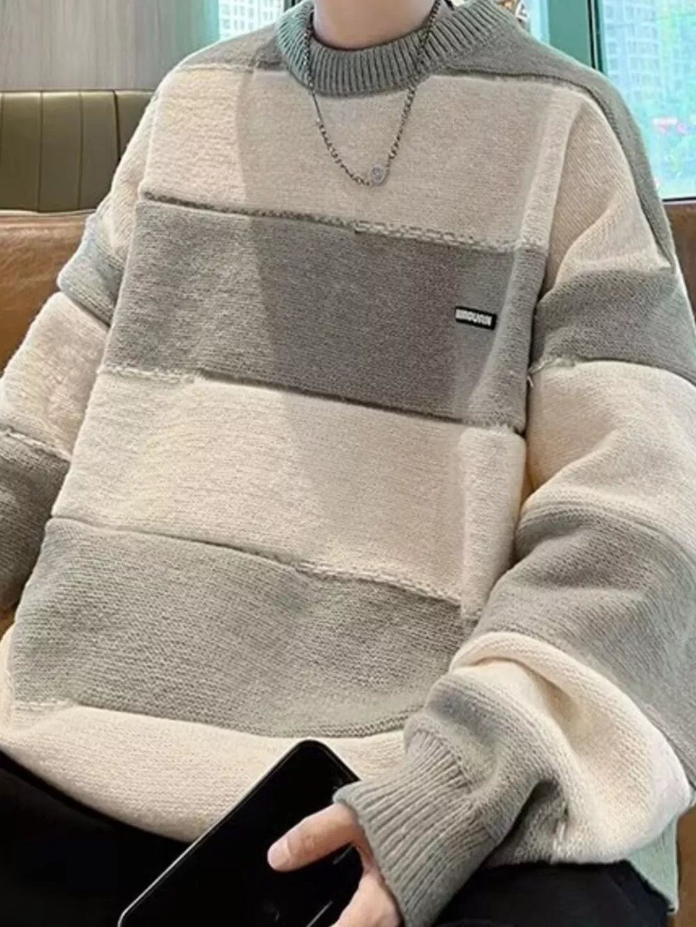 Men's Color Block Long Sleeve Sweater, image 5