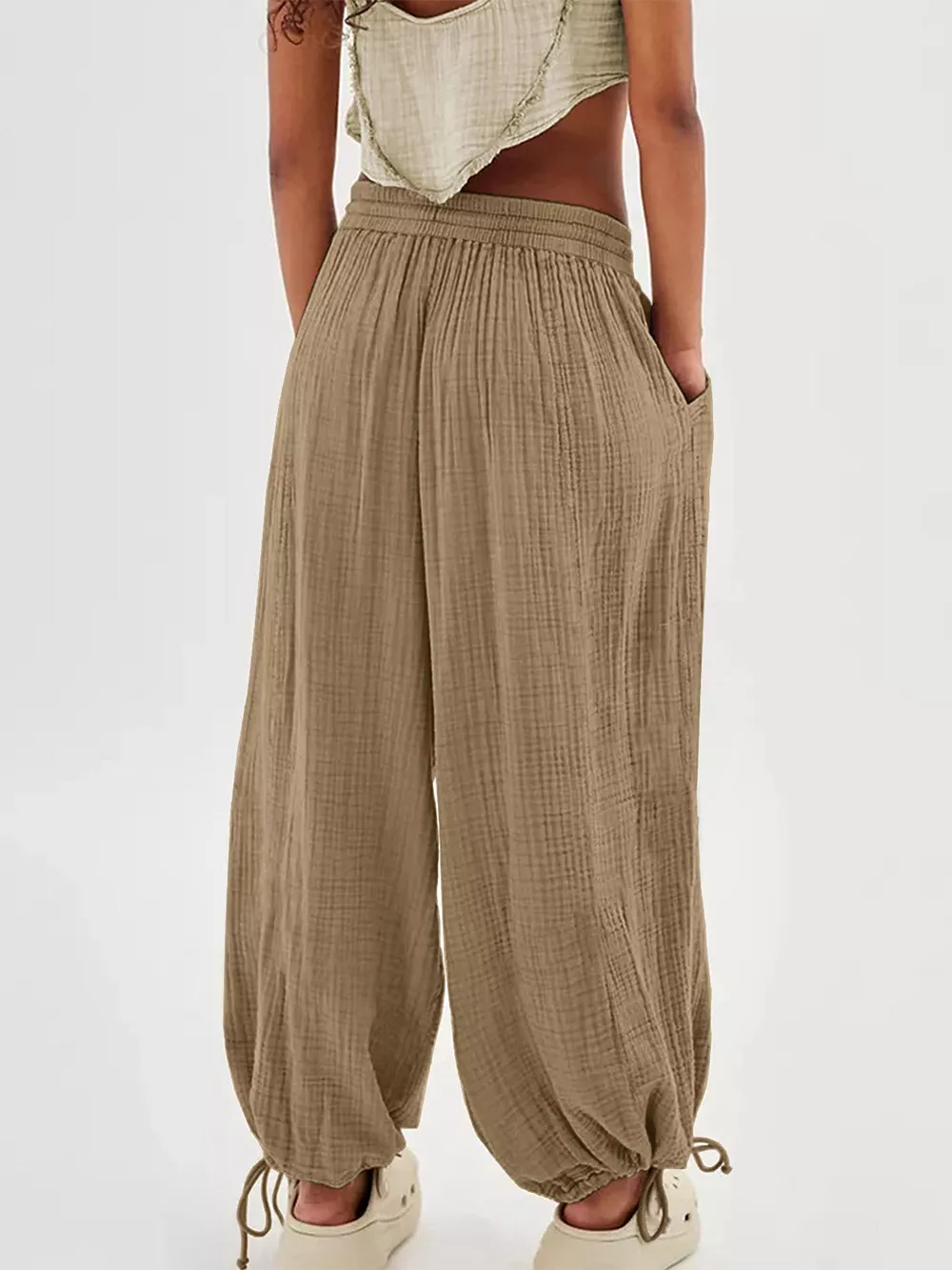 Loose Fit Gauze Drawstring Pants, image 5