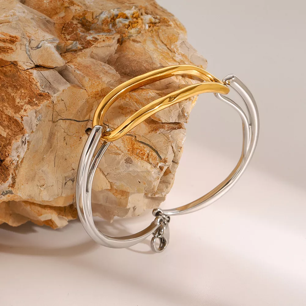 Two-Tone Geometric Link Bracelet, image 4