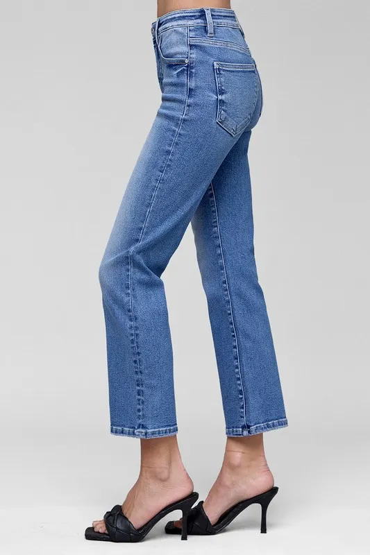 Full Size Tummy Control High Rise Crop Straight Jeans Plus Size, image 3