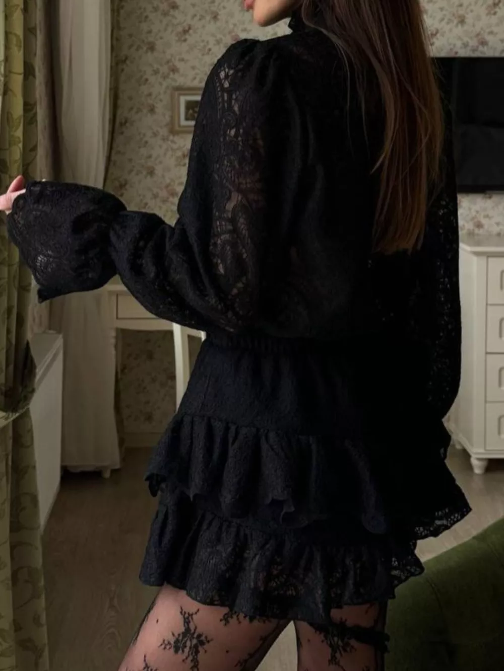 Lace Long Sleeve Top and Skirt Set, image 8