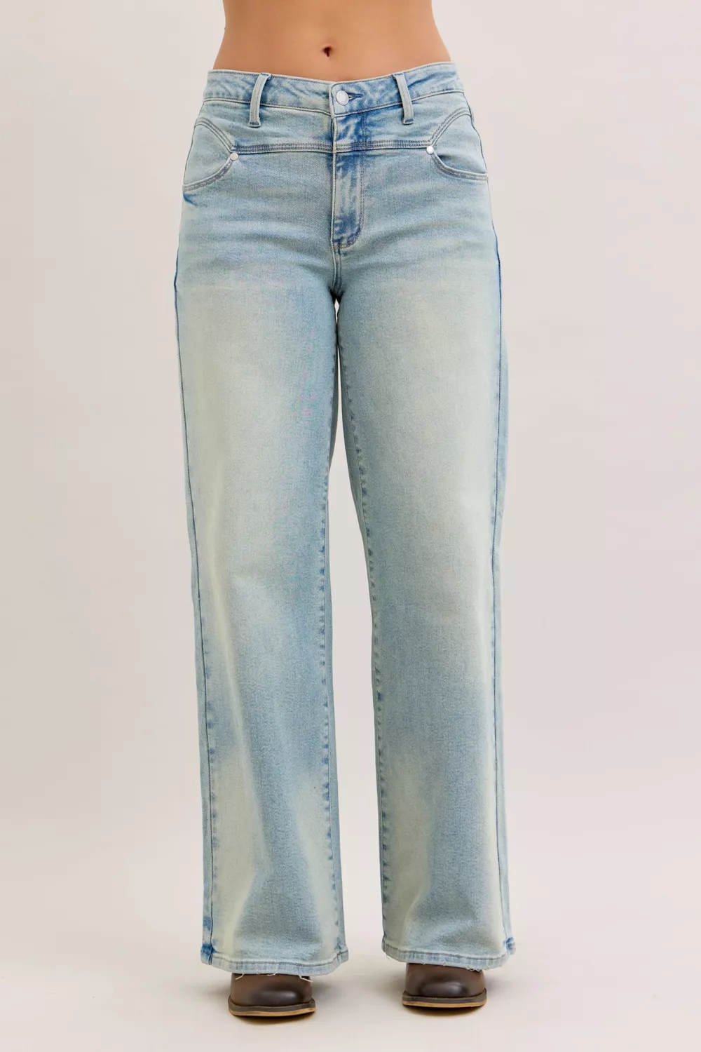 High Waist Column Straight Jeans