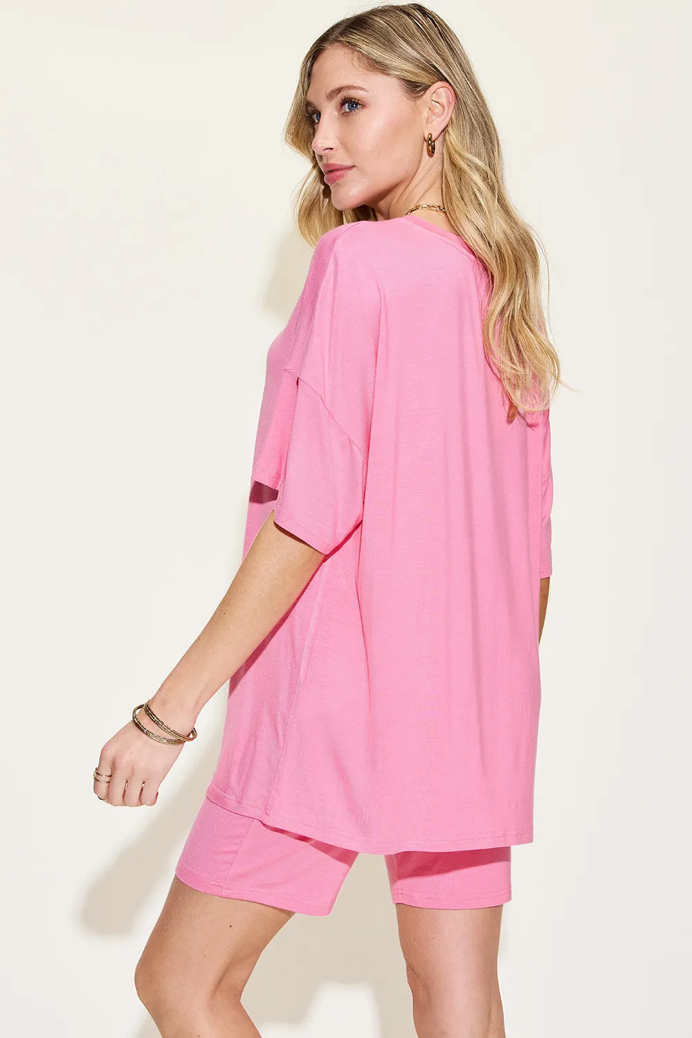 Full Size V-Neck Drop Shoulder T-Shirt and Shorts Set, image 9