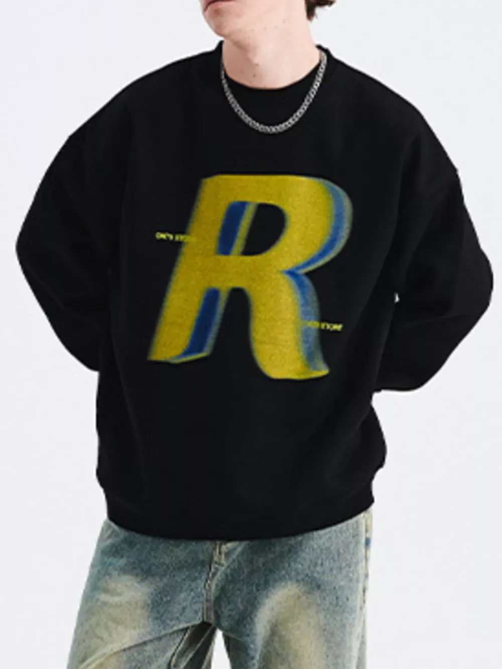 Men's Letter R Drop Shoulder Sweatshirt, image 5