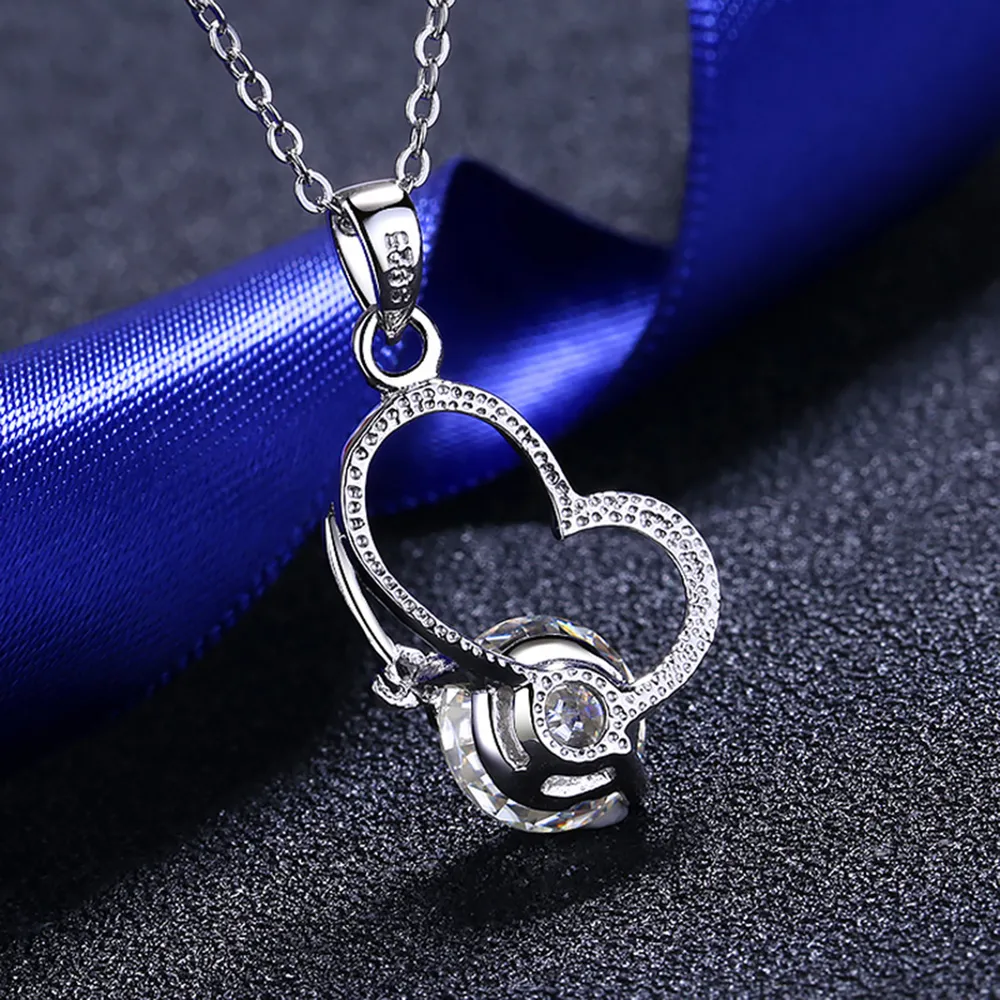 2 Carat Moissanite Heart 925 Sterling Silver Necklace, image 4