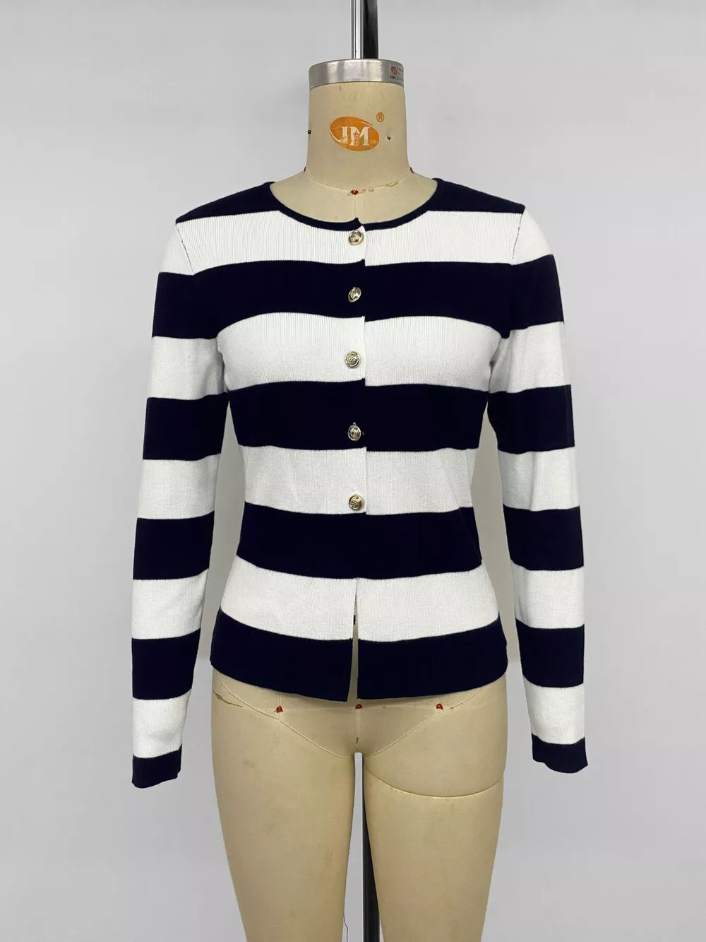 Striped Button-Down Knit Cardigan, image 11