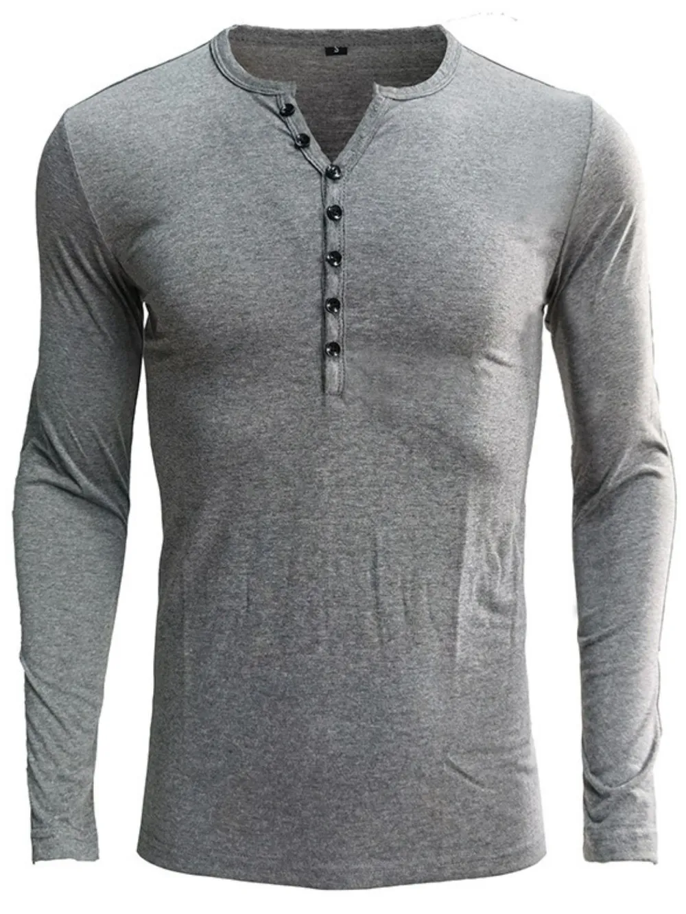 Men's Full Size Notched Long Sleeve Top Plus Size, image 3