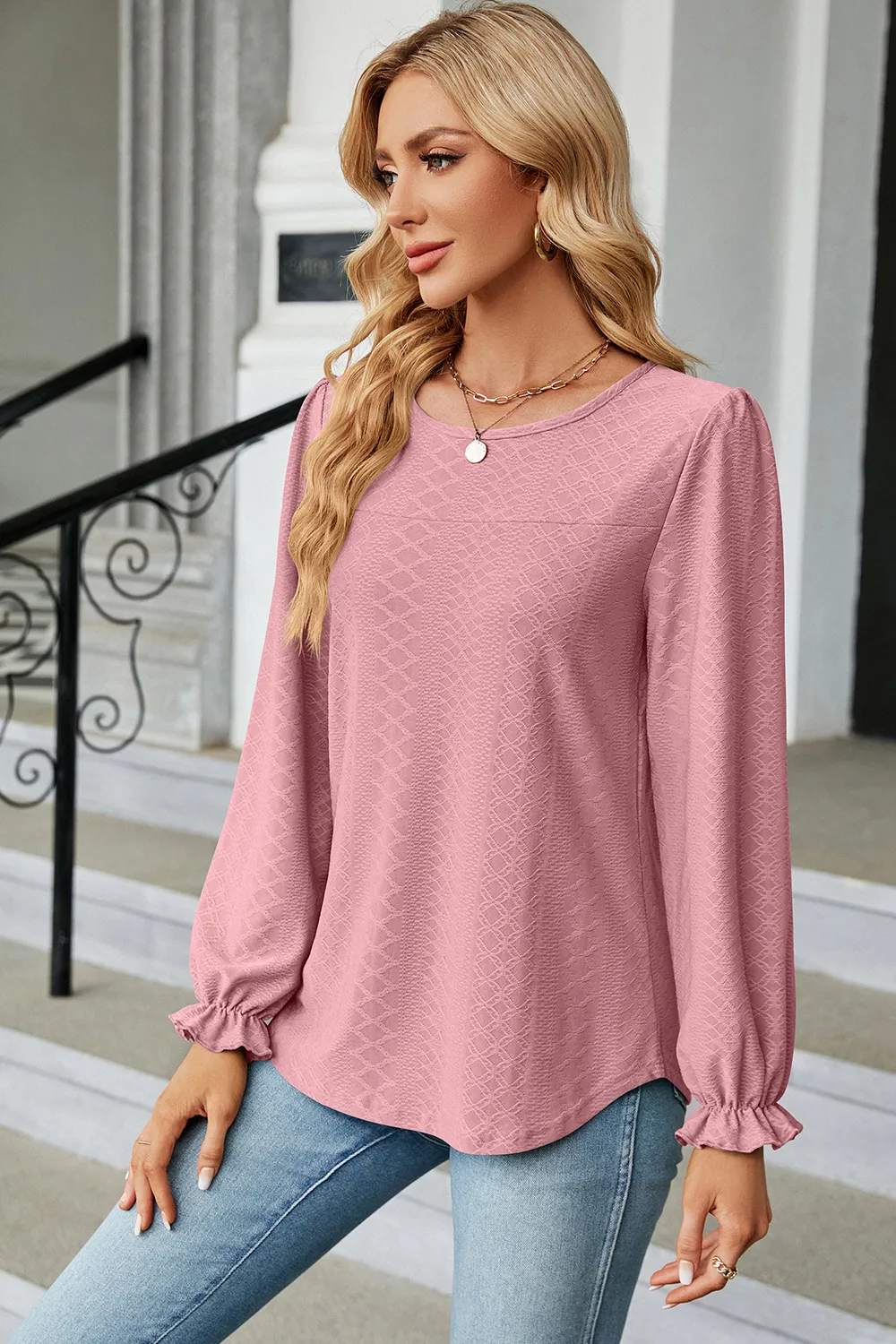 Round Neck Flounce Sleeve T-Shirt, image 12