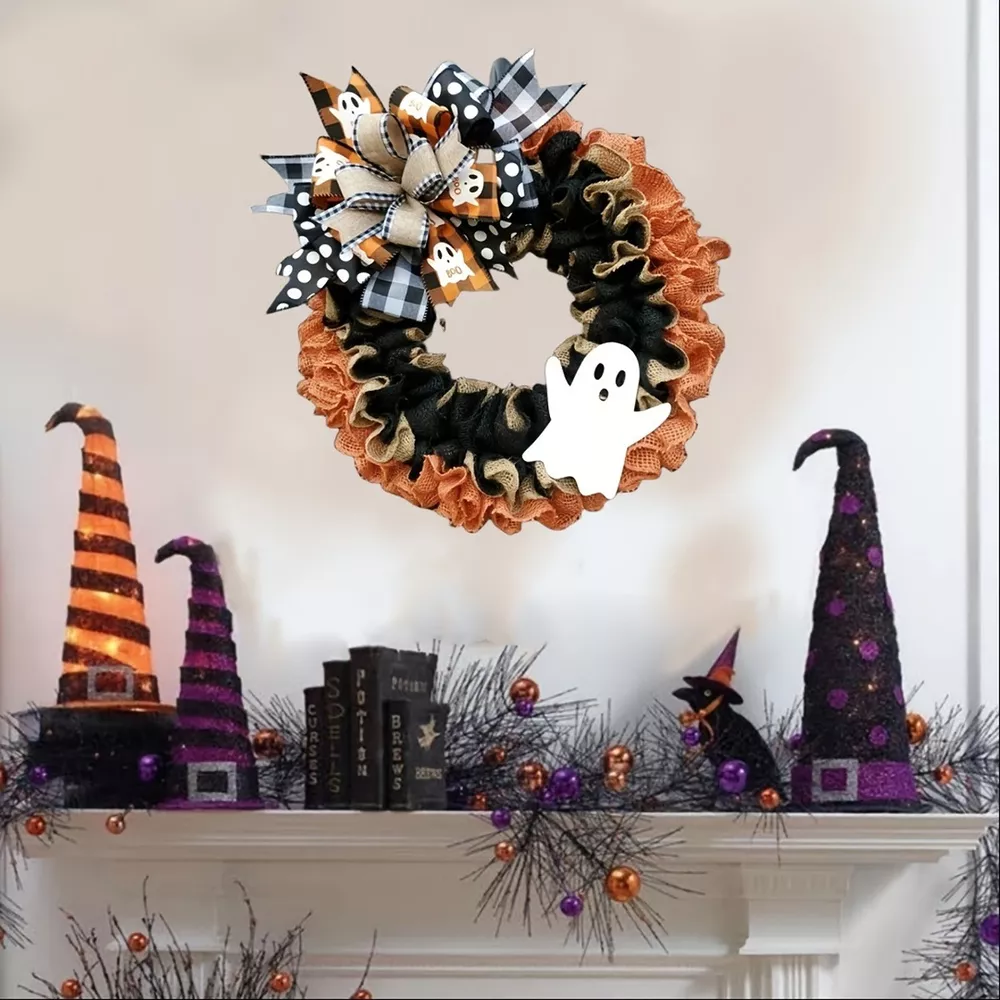 Halloween Decorative Ghost Wreath