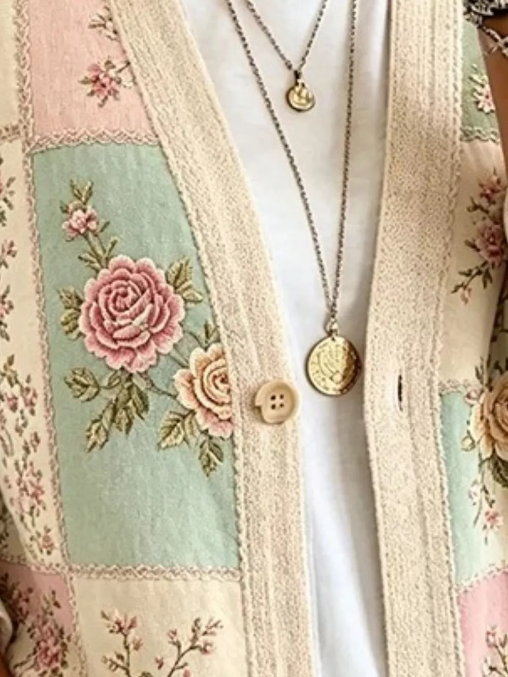 Full Size Floral V-Neck Button-Down Cardigan Plus Size, image 2