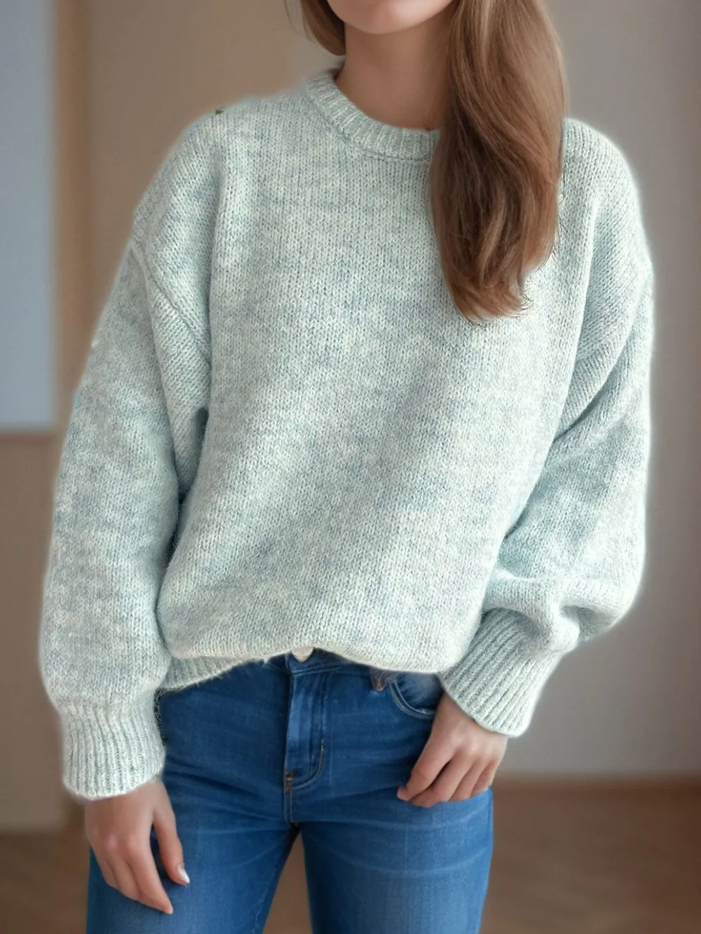Round Neck Long Sleeve Sweater, image 16