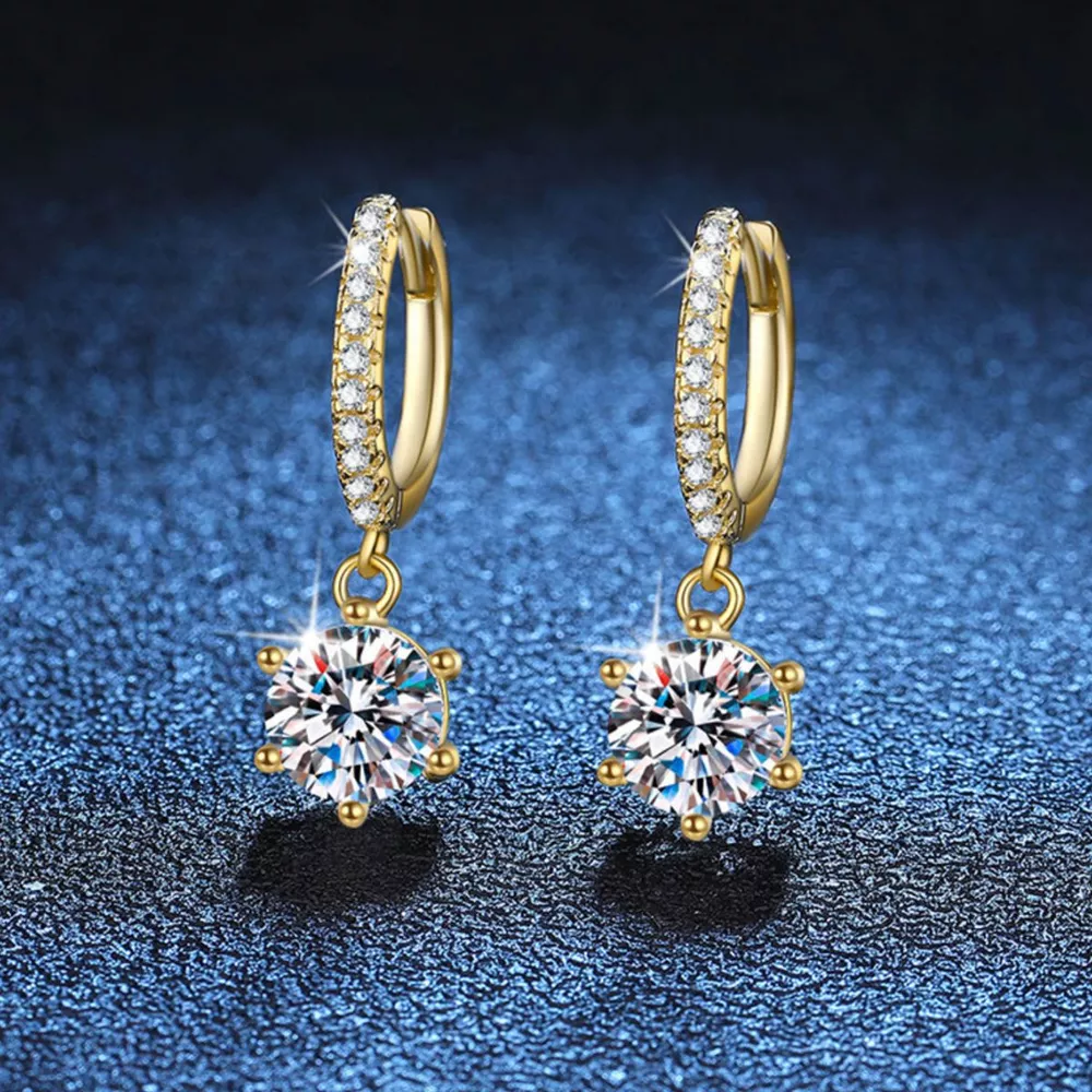 1 Carat 925 Sterling Silver Moissanite Drop Earrings, image 2