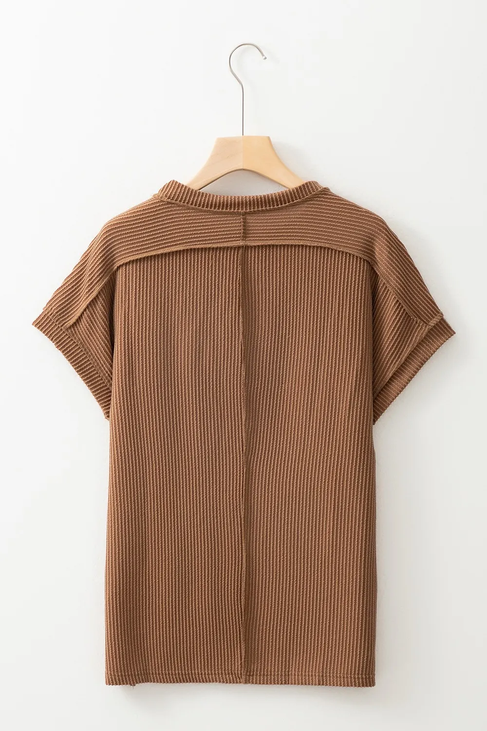 Casual Ribbed Short Sleeve Round Neck T-Shirt, image 12
