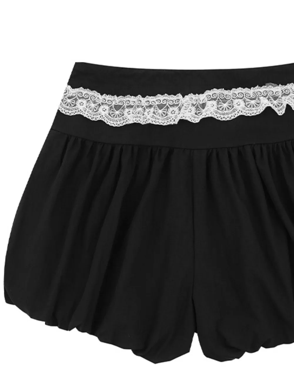 Lace Trim Shorts with Drawstring, image 2
