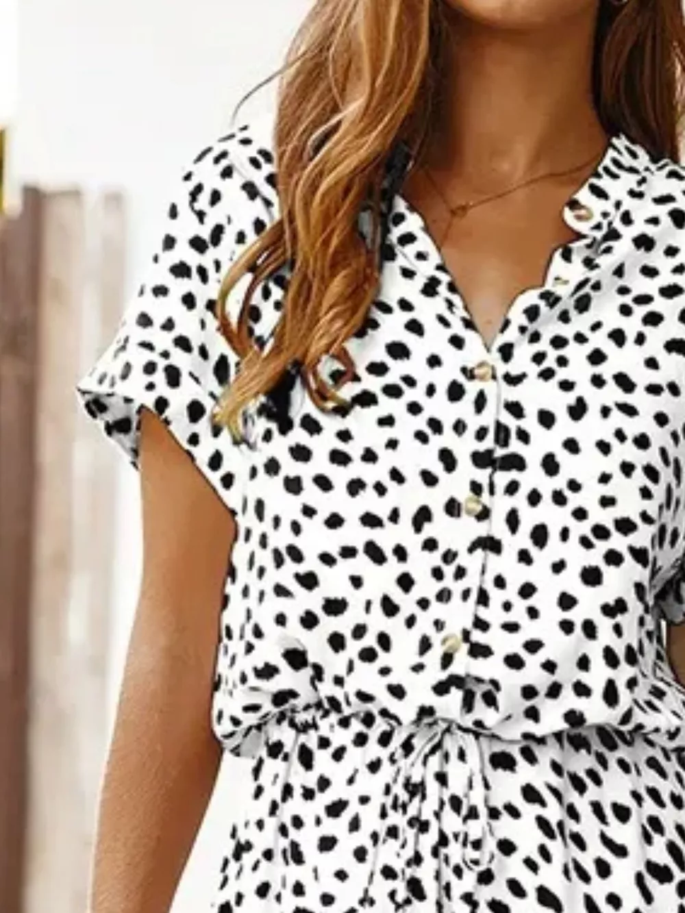 Animal Print Drawstring Waist Midi Dress, image 9
