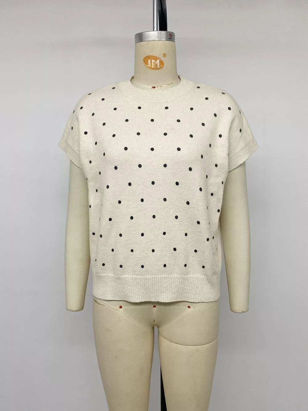 Polka Dot Short Sleeve Knit Sweater, image 7