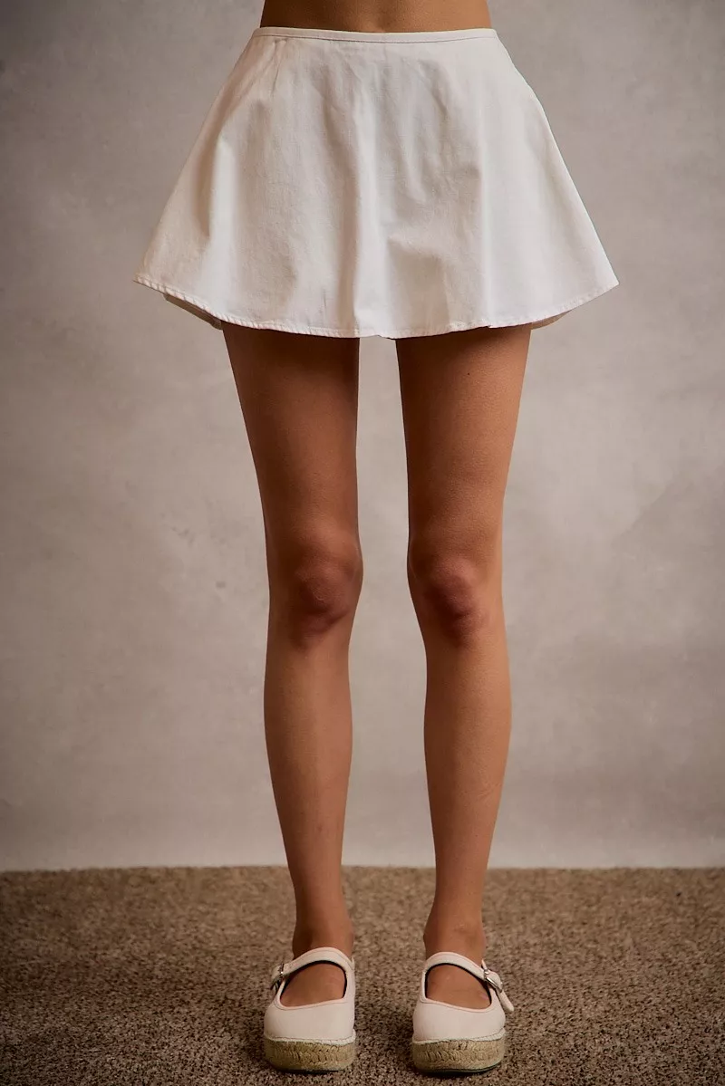 Denim Bubble Skort With Smocked Back