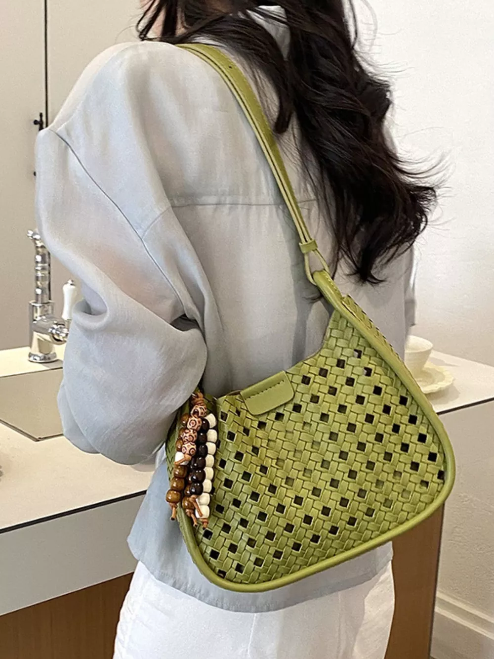 Woven Hollow-Out Shoulder Bag, image 6