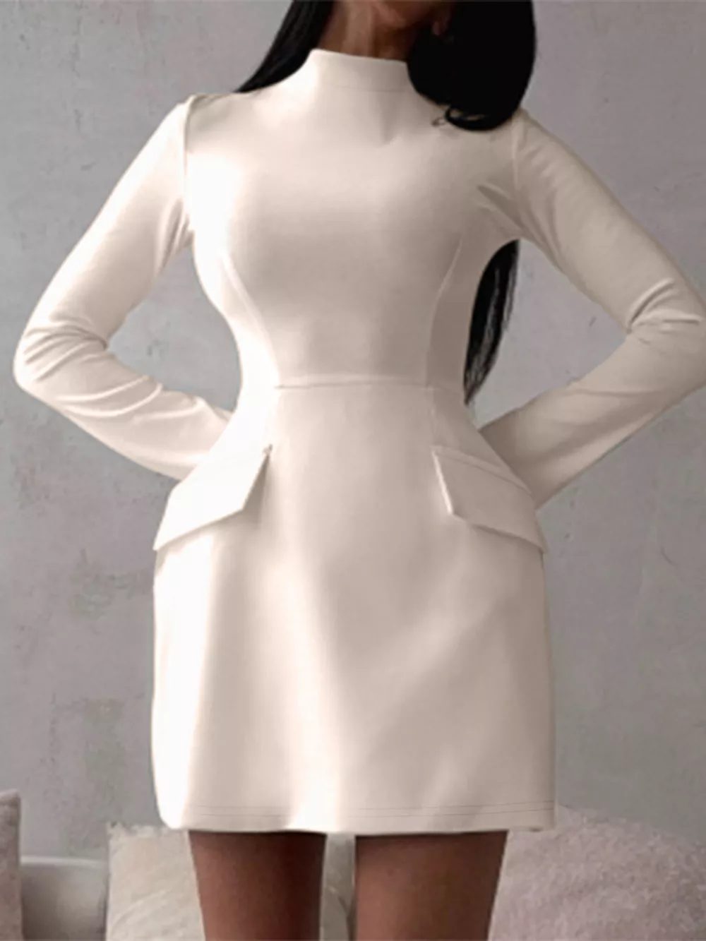 Mock Neck Long Sleeve Bodycon Dress, image 5