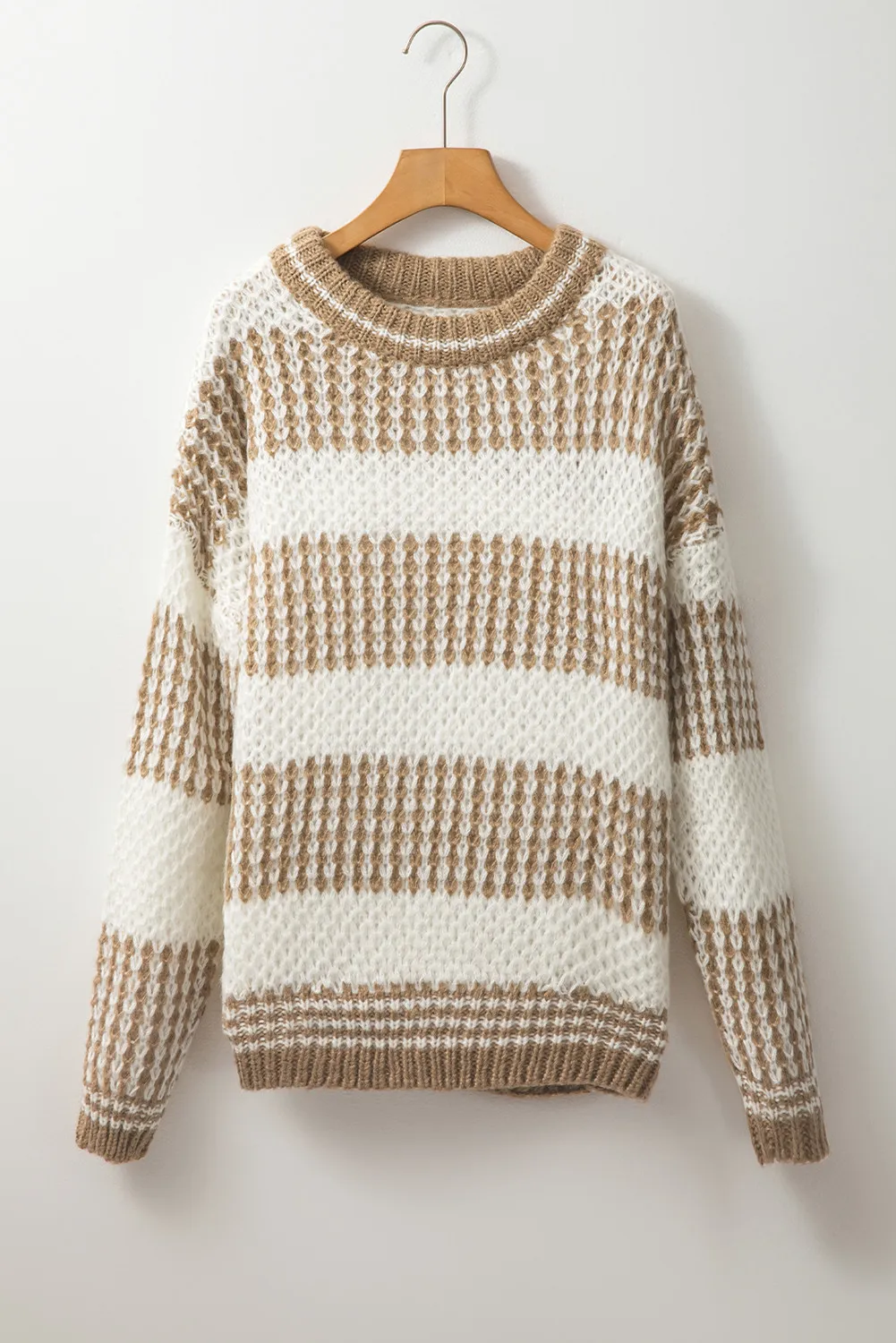 Color Block Round Neck Dropped Shoulder Sweater, image 5